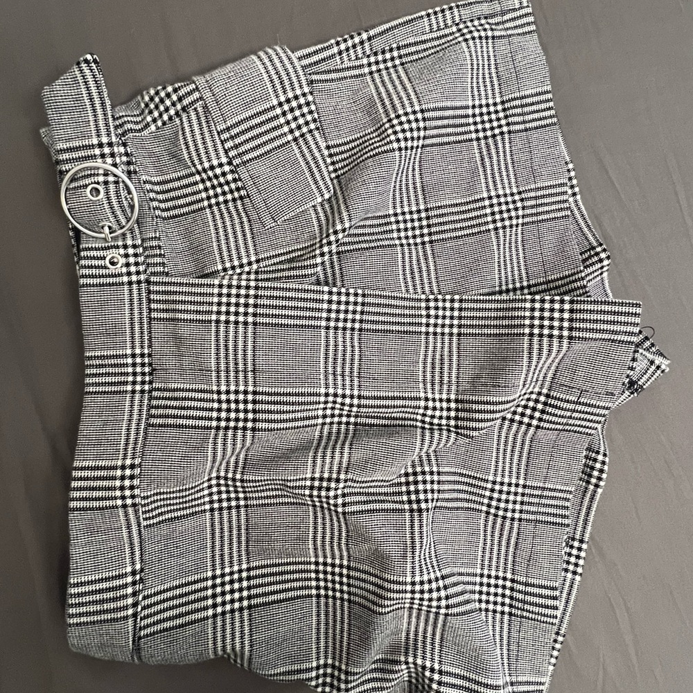 Plaid High-Waisted Shorts with Belt